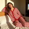Pajama Set with Checkered Print for Home Wear