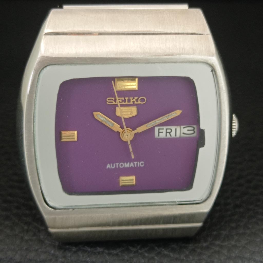 VINTAGE SEIKO 5 AUTOMATIC 6309A JAPAN MENS PURPLE COLOR DIAL WATCH A708464-1