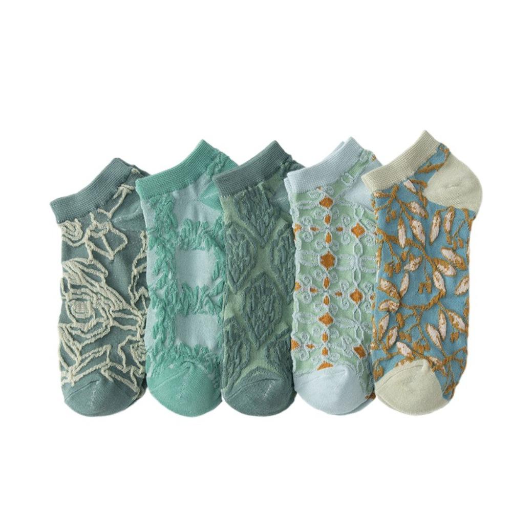 

5 пар носков до середины икры для девочек-цветочниц, тонкие милые носки, женские носки-трубы с цветочным принтом в стиле харадзюку, JK Лолита Short Style