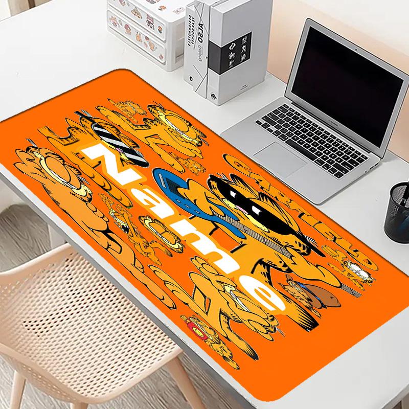 Custom Name Personalized Garfield Pattern Mousepad, Laptop PC Desk Mat, Decorative Desk Mat for Home Keyboard Pad Gift