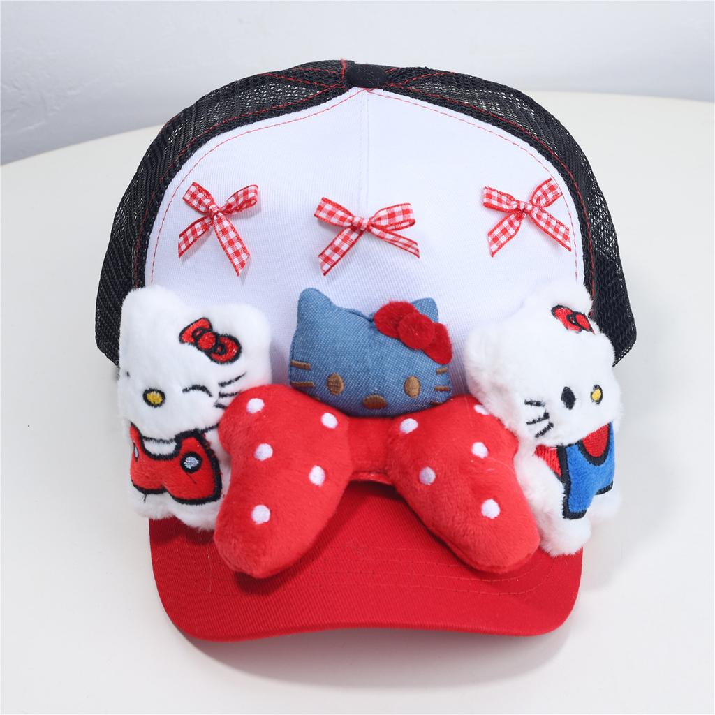 2025 new cute kitten bow cap children y2k Yabi wind show face small breathable baseball cap