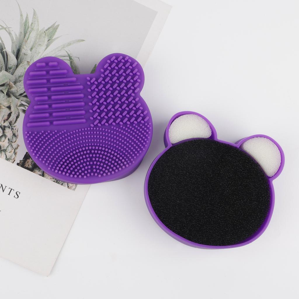 1pc Silicone Makeup Brush Cleansing Mat Wet Dry Double Use Brush Cleaner Bear Shaped Comestic Brush Washing Tool