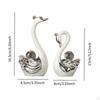 2 Pieces Swan Sculpture Animal Statue Gifts Artwork Ornament Porcelain Figurine for Living Room