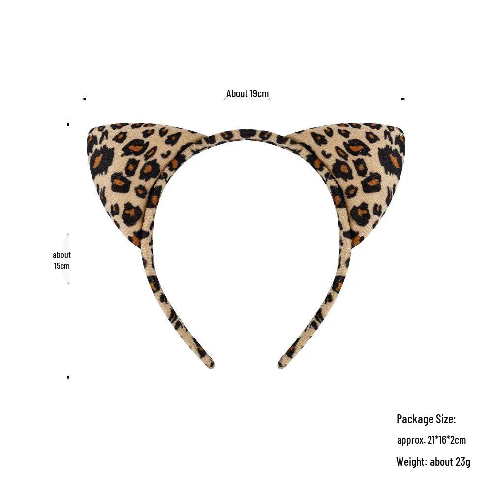 Set Maschera di Halloween per Bambini con Fascia Testa Testa di Leopardo e Orecchie da Gatto con Adesivi per il Viso