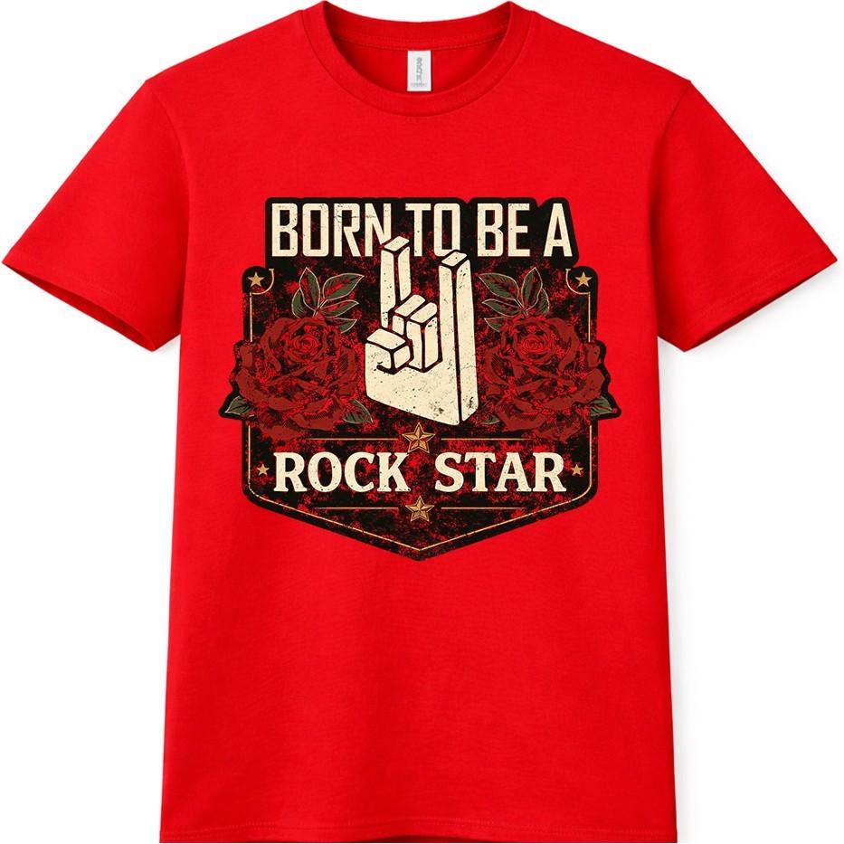 Rock Star T Shirt Born To Be A Rock Star Rocker Roses Concert Music Graphic Tee S