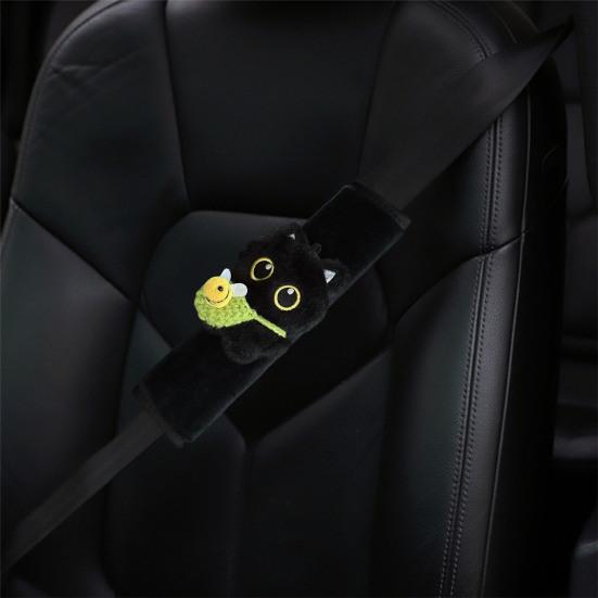 Black Cat Seat Belt Shoulder Pad Cover Soft Plush Car Safety Belt Protector for Kids Car Interior Decor for Anti-Chafing