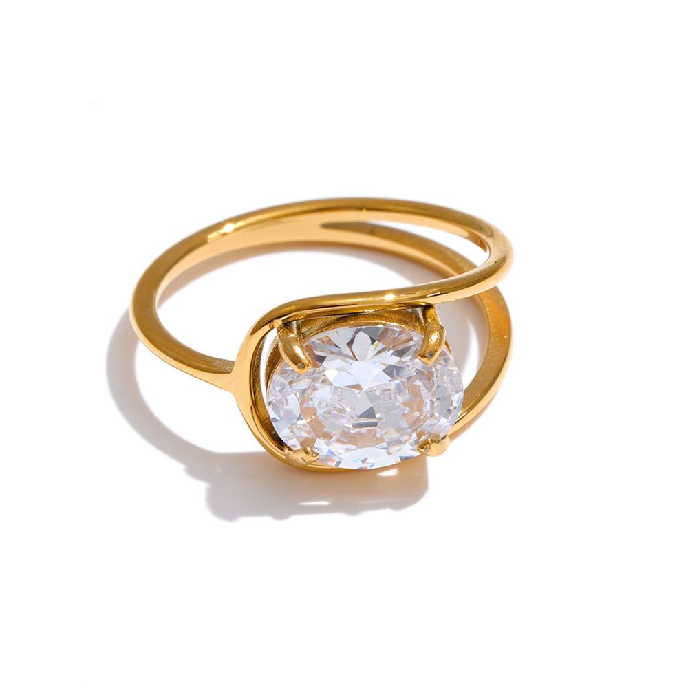 

Yhpup Size 678 AAA Bling Cubic Zirconia Gold Color Ring for Women Stainless Steel Fashion Aesthetic Jewelry PVD Plated Wholesale 8