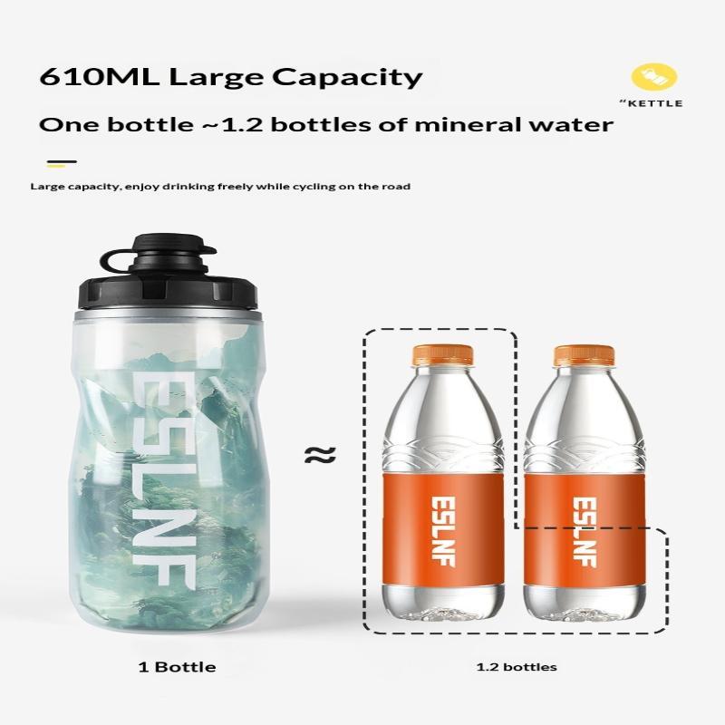 610ml Insulated Bike Water Bottle PP Heat & Cold Retention Leakproof Reusable Drink Cup for Picnic Camping Cycling