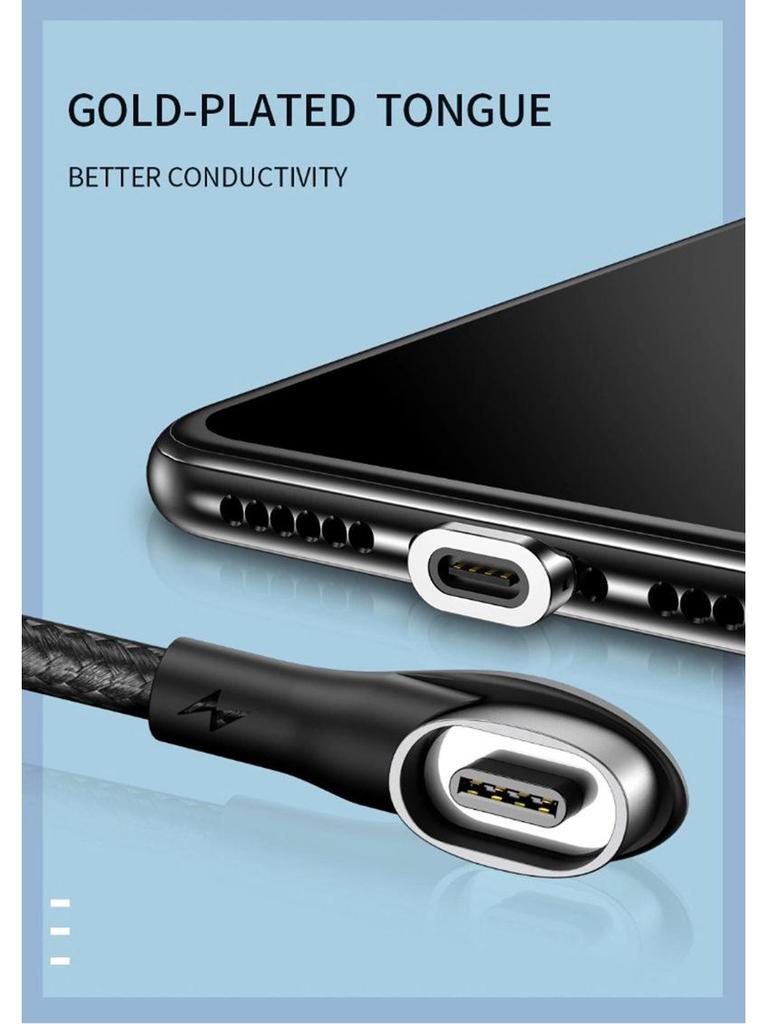 3-in-1 Magnetic Elbow Charging Cable for Apple, Type-C, Android Phones
