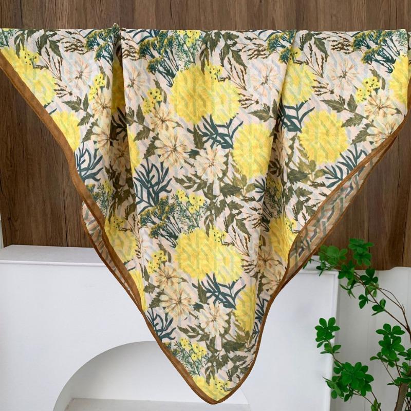 Square scarf new neck scarf scarf small shawl travel bag headscarf versatile cashew flower silk scarf