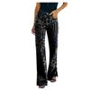 Ladies Casual Wide Leg Pants Straight Leg Pants Beltless High Waist Pants