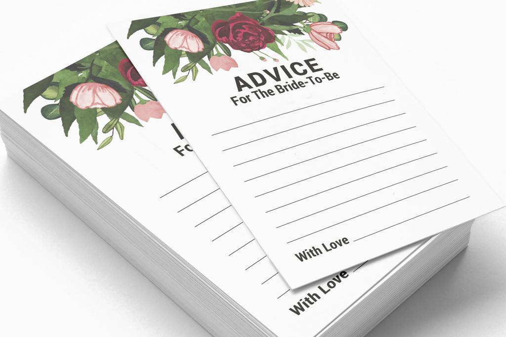 Inkdotpot Floral GreeneryA Advice And Wishes Set Of 50 Bridal Shower Advice Game