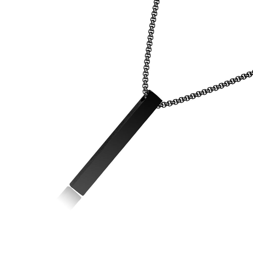 Rechteckige Geometrische Stangenkette Galvanisieren Polieren Zinklegierung Herren Accessoires Schwarz