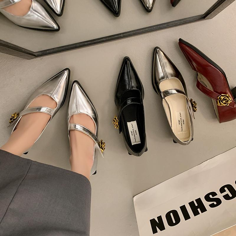 Fashion Hot Selling Flower Women Heeled Sandals Pointed Toe Mid Heels Woman Shoes Chunky Elegant Shallow 2025 Summer Mujer Sandalias