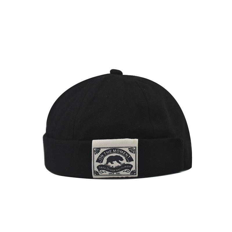 Summer Bear Embroidered Cotton Hat With Rolled Edge Adjustable Strap Cap Gift