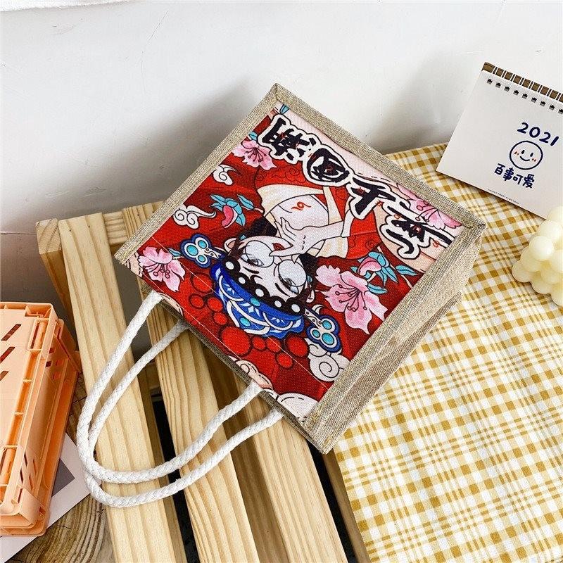 Cute Girl Canvas Tote Bag Stylish Trendy Lunch Bag For Young Women With Floral Print