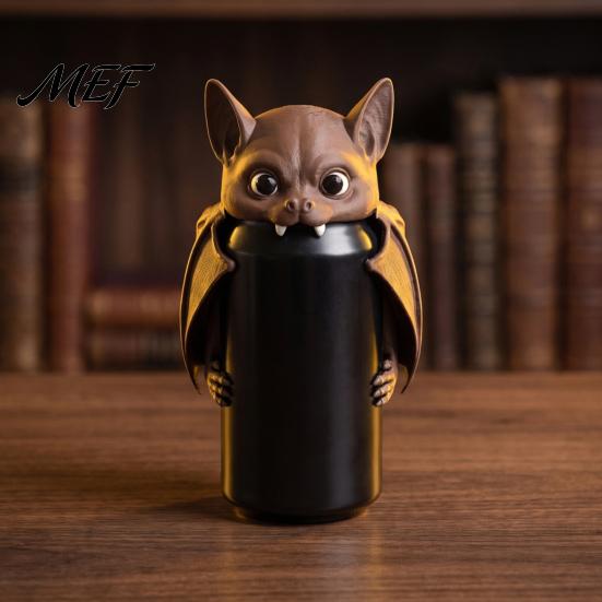 Funny Desktop Ornament 3D Printed Bat Can Holder, Cartoon Vampire Cat Stand Soda Holder for Standard Cans, Halloween Decor, Novelty Party Gift Drink
