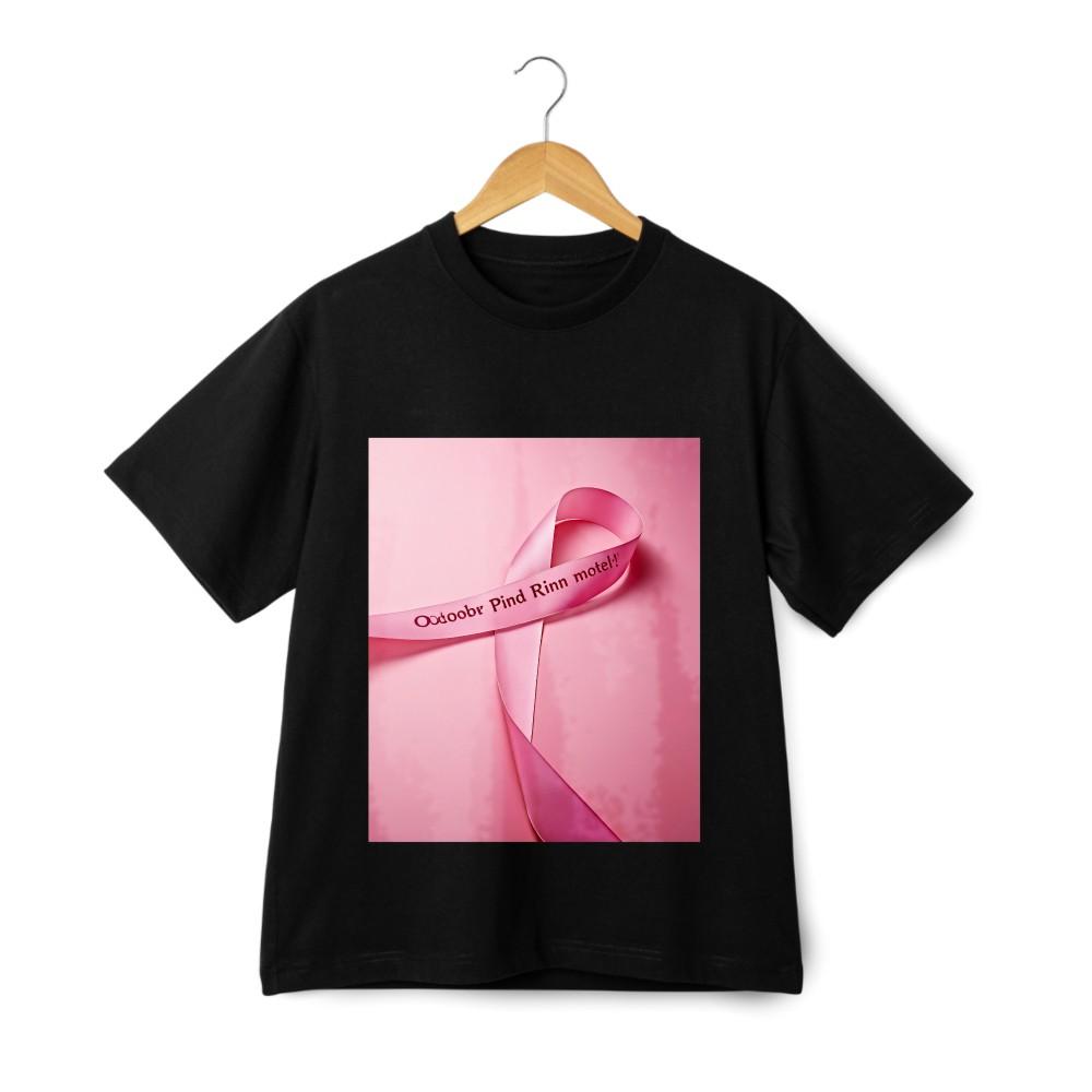 Pink Ribbon Breast Cancer Awareness T-Shirt - Minimalist Crew Neck, Unisex