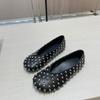 Sheepskin Version~ Leather Big Head Shoes Women's Retro British Style Small Leather Shoes Full of Diamonds 2025 One Pedal Casual Single Shoes Tide