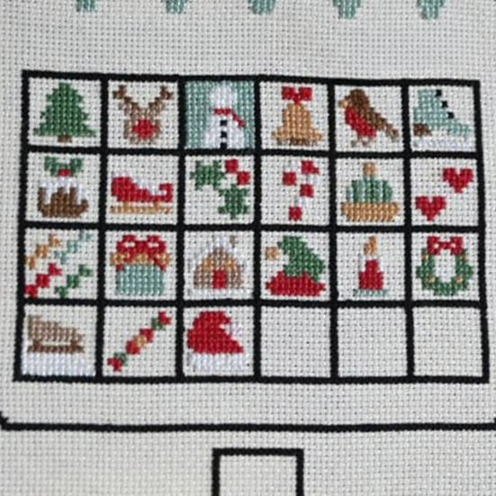 Christmas Advent Calendar Cross Stitch Kit DIY Countdown Embroidery Set with 24 Days Patterns Creative Holiday Gift for Beginners