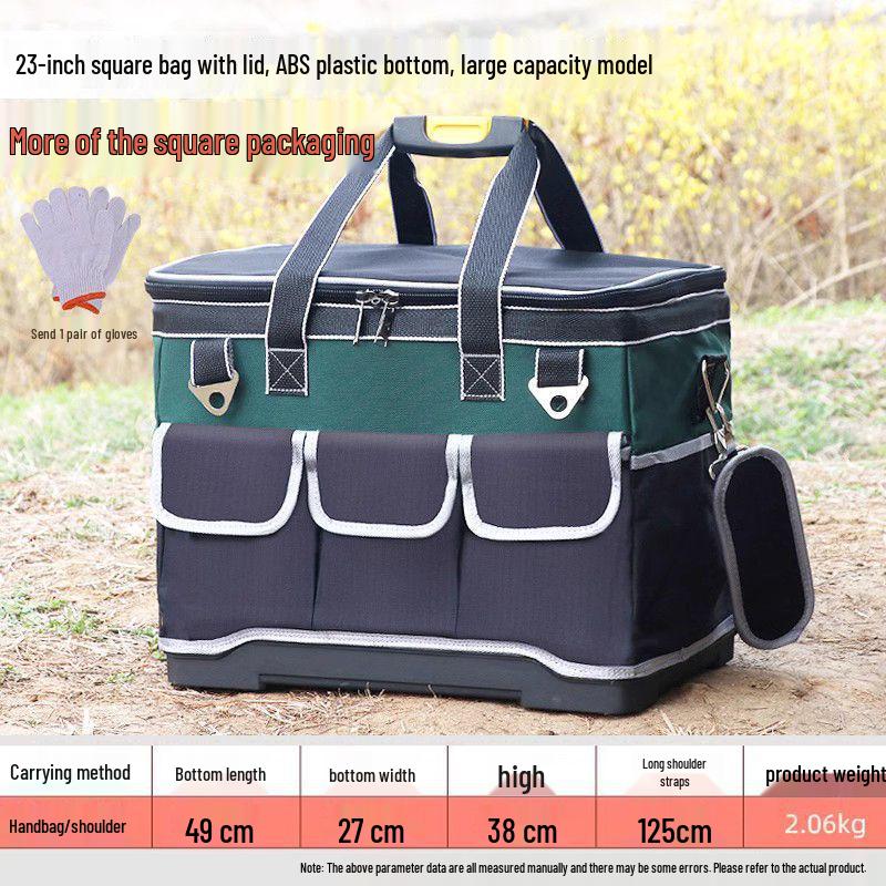 Slitstark axelverktygsväska i canvas för män - Multifunktionell, förtjockad, slitstark för elektriker & byggnadsarbetare