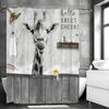 Black and White Giraffe Yellow Duck Shower Curtain, Bathroom Decorative Shower Curtain, Waterproof Shower Curtain with Hooks