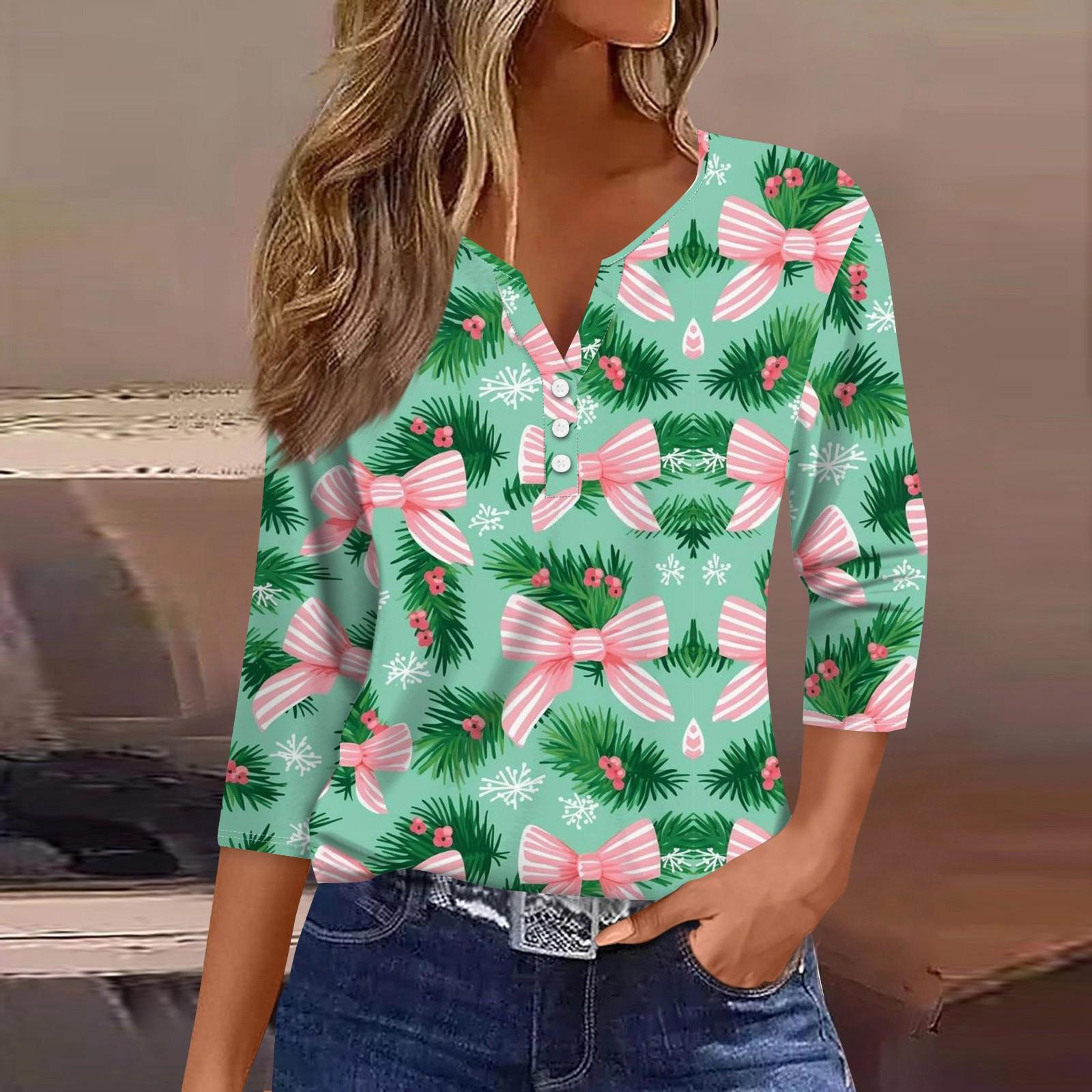 

Женский модный и повседневный свитер с рукавом семь четвертей и принтом ко Дню святого Валентина M зелёный