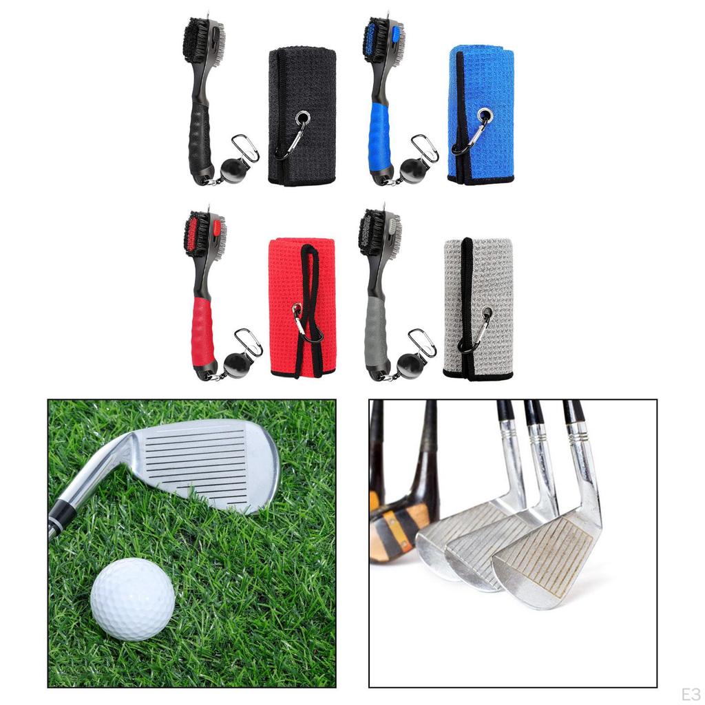 Golf Cleaning Brush Towel Comfortable Golfer Gifts Club Kit Groove Cleaner for