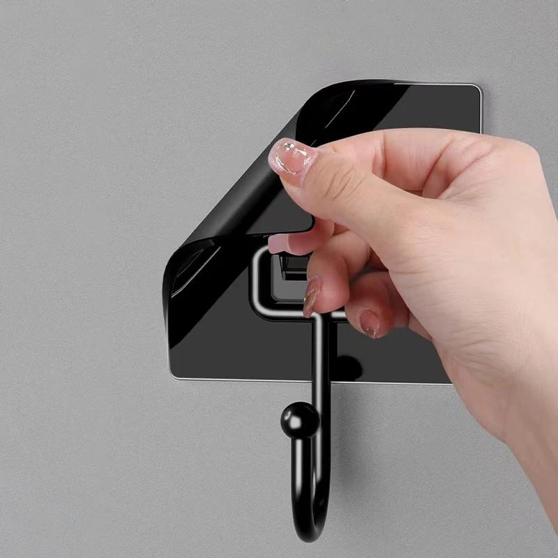 10PCS Transparent Hook Multifunctional Wall Strong Sticking Hook Black Keychain Clothes Hat Door Hook Bathroom Kitchen Accessori