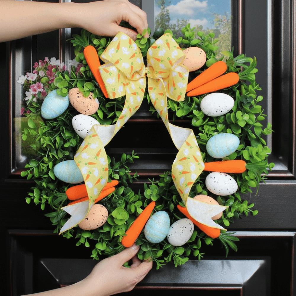 Vibrant Colors Front Gate Wreath Carrots Design Artificial Flower Wreath  Welcome Sign
