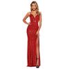 2025 European & American Women's Sexy Sequined Backless Dress with Slit