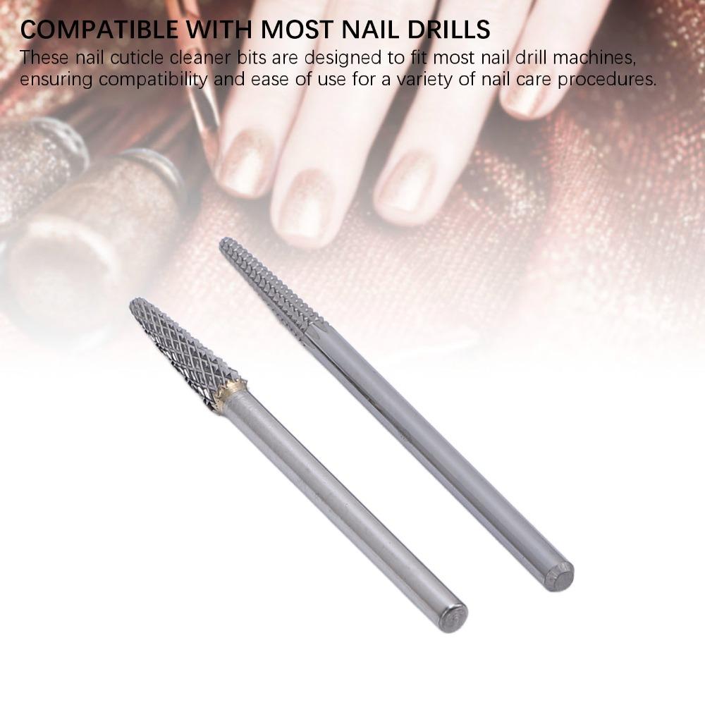 2PCS Tungsten Steel Tungsten Steel Nail Drill Bits Needle Cuticle Cleaner Bits Nail Shops
