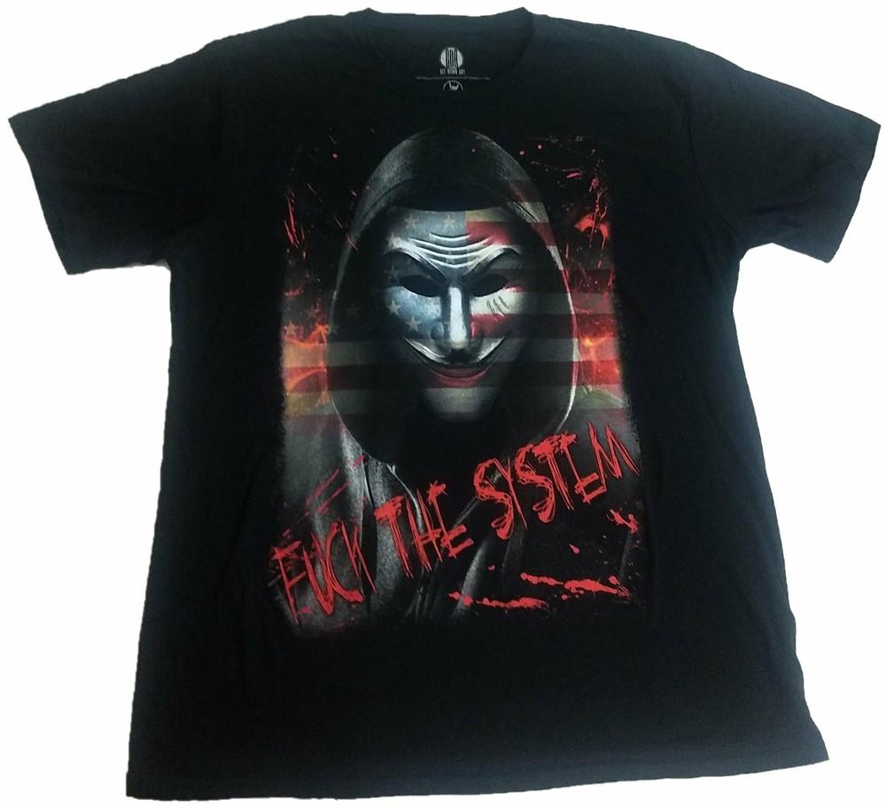 Purge F*ck The System American Flag U.S.A Mens Black T-Shirt Unisex T-Shirt S
