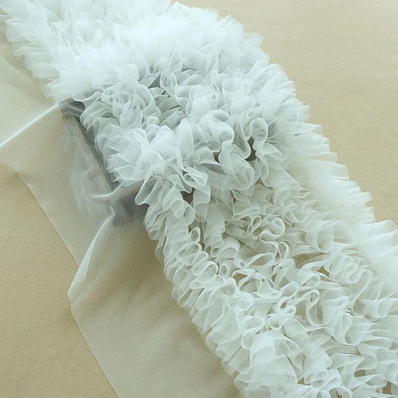 

100x28cm White Encrypted Tutu Skirt Fabric 3D Lace Trim Fabric Curtains Background Lolita DIY Decoration Sewing Material Fixed Width 28cm белый