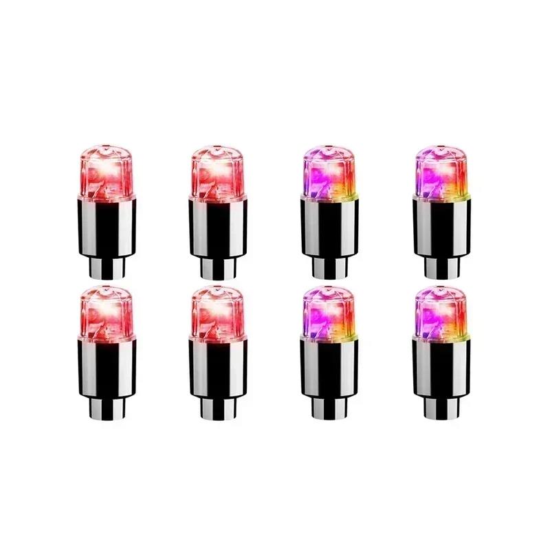 2/4PCS Colorful LED Wheel Valve Lights Motorcycles Bicycles Car Wheel Tire Valve Caps Universal Dustproof Bicycle Valve Cover Valve Stems 1