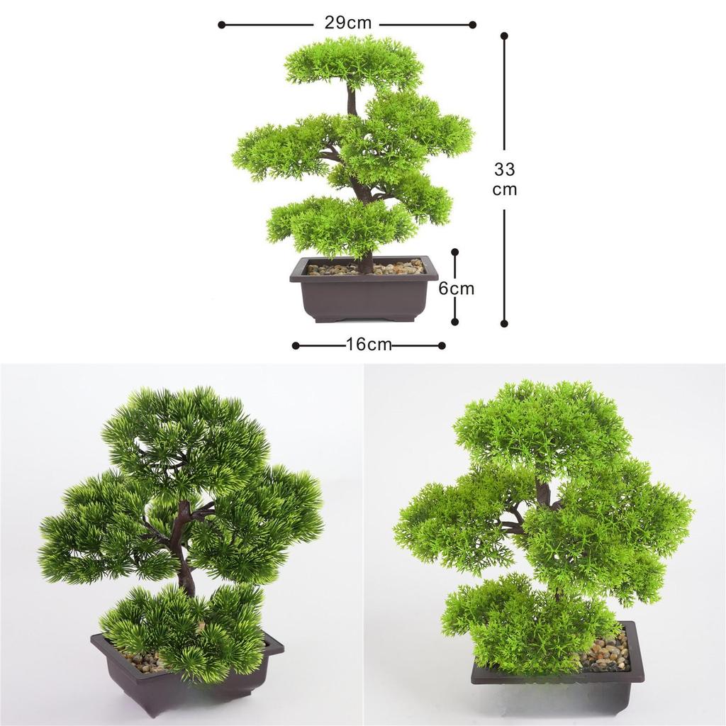 Artificial Pine Bonsai Tree With Pot For Office Decor And Indoor Greenery