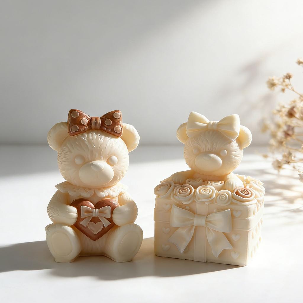 Presentförpackning Fluga Nalle Silikonljusform DIY Alla hjärtans dag-presenter Aromgipsformar Handgjorda tvål Söt nalleform Form