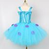 Kids' Blue Long-Haired Monster Costume with Puffy Skirt and Mesh Dress