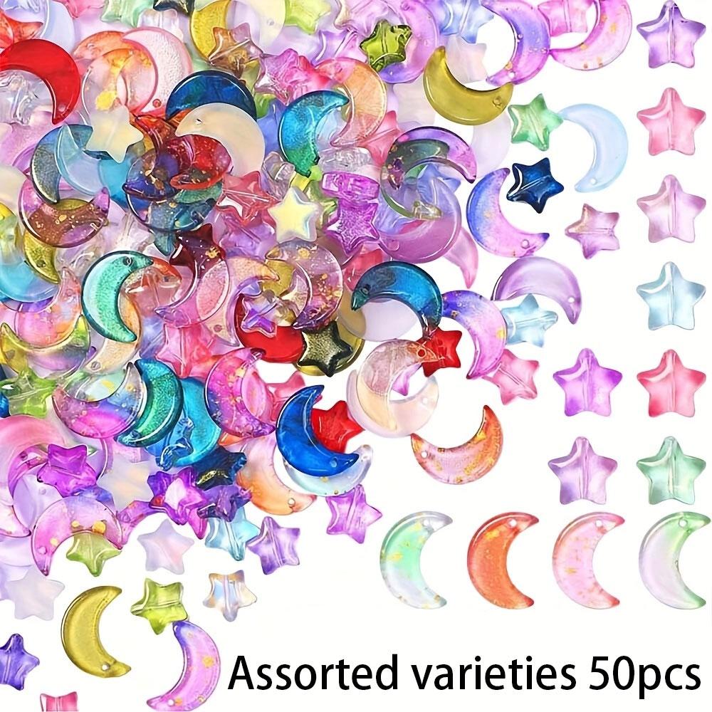 20/50/100pcs random color glass material star moon shape DIY bracelet necklace earrings keychain keychain pendant