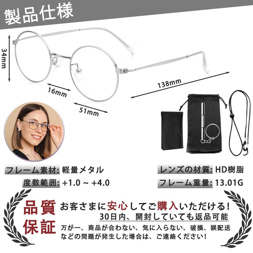 ESAVIA Magnifying Round Blue Light Magnifying Perfect for Detailed Expanded Newspaper Reading Glass, Glasses-Style Magnifier, 1.0-4.0x, Lightweight,