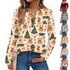 Women's Christmas Print Long Sleeve Shirt Elegant Casual Holiday Top
