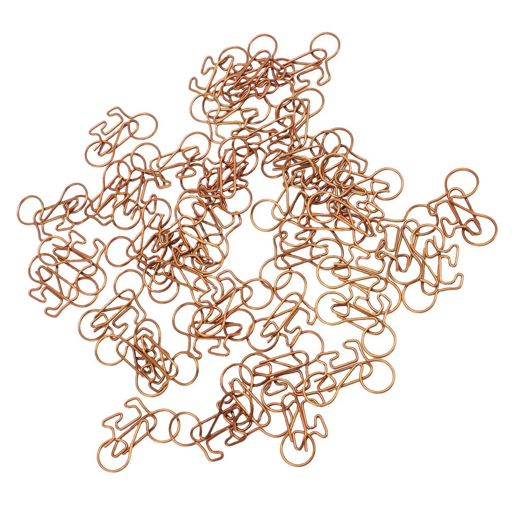 100PCS Bike Shaped Paper Clips Cute and Interesting Bronze Metal Clips for Documents Scrapbooks Tran