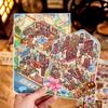 JIAMEI Kaleidoscope 1.0+2.0 Series Kawaii 3D Cartoon House Miniature Landscape Stickers DIY Scrapbook Fun Album Stickers