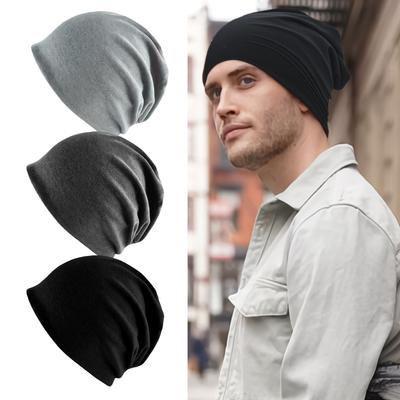 1Pack Solid Color Unisex Men Women Slouchy Beanie Hip-Hop Soft Cotton Cap Lightweight Running Beanie Adult Dwarf Hat