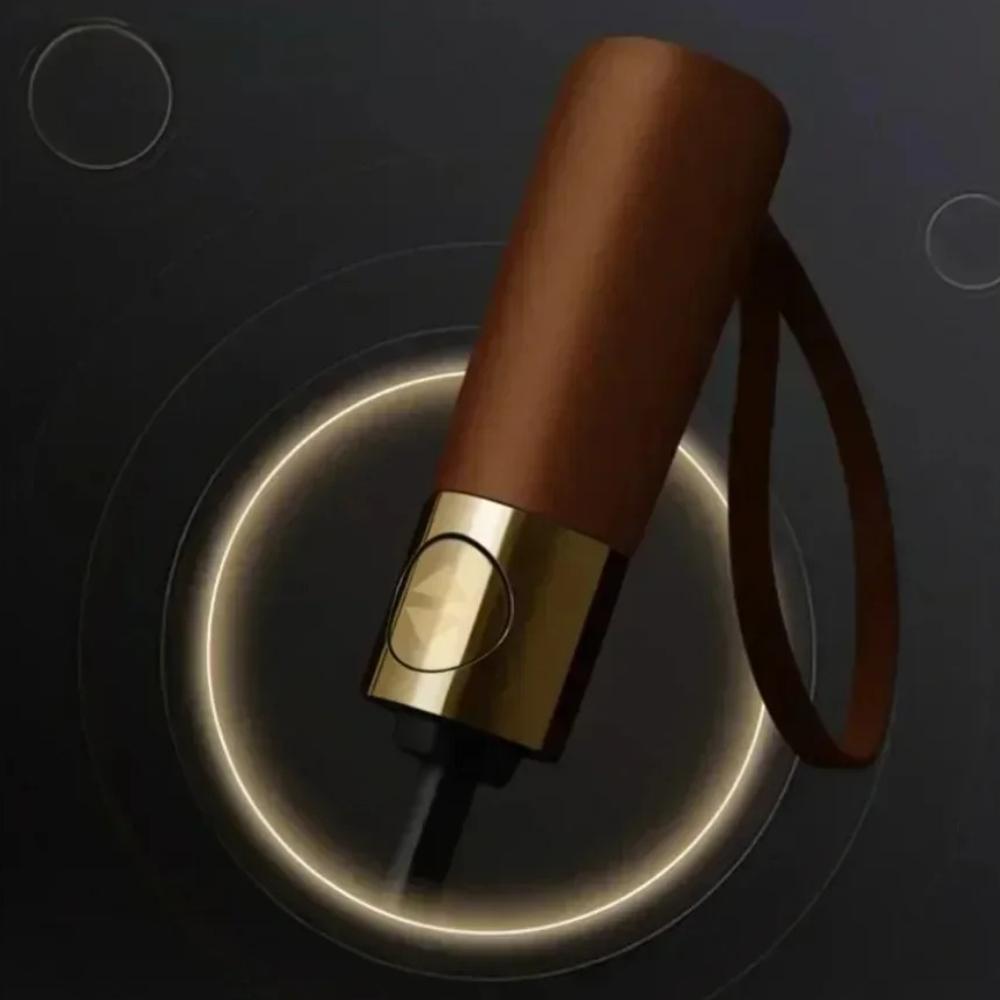 Wooden Handle Umbrella Automatic Uv Resistant Umbrella Men High-End Business Folding Umbrellas Dual-Purpose Windproof Umbrellas