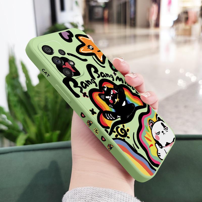 

Rainbow Cat Case For Samsung Galaxy A73 A53 A33 A23 A13 A03 A72 A52 A52S A32 A22 A12 A02 A02S A71 A51 A31 A21S 4G 5G Cover Samsung A33 5G светло-зеленый