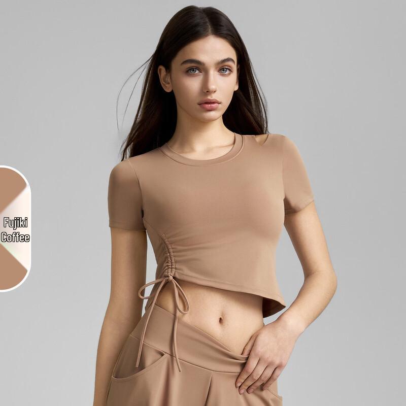 WEZHO One-Shoulder Ruched Yoga Top with Fixed Cup