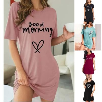 Mode Décontracté Sommeil Femmes Chemise de Nuit Robes à Manches Courtes Coupe Ample Vêtements de Nuit Vêtements d'Intérieur Chemise de Nuit Tenues d'Intérieur Robes