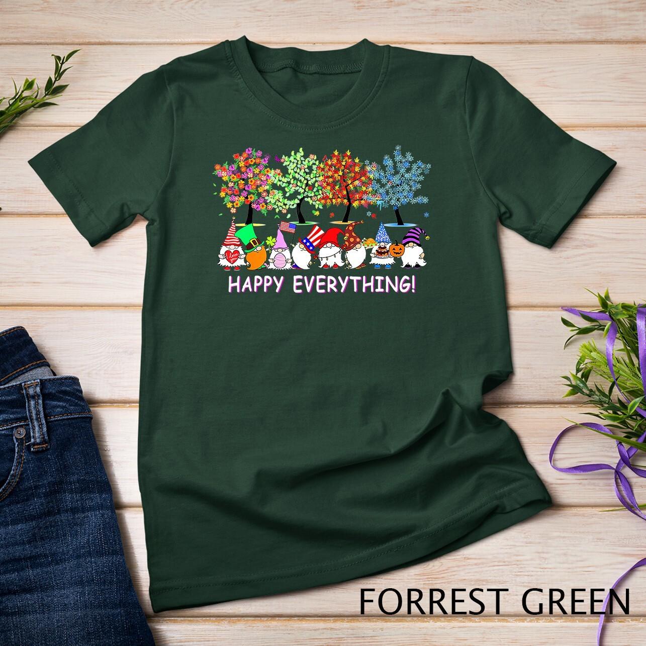 Happy Everything Gnomies Gnomes Holidays Christmas Xmas T-Shirt Mens Womens Tees Top Unisex T-Shirt Mens Womens Tees Top S