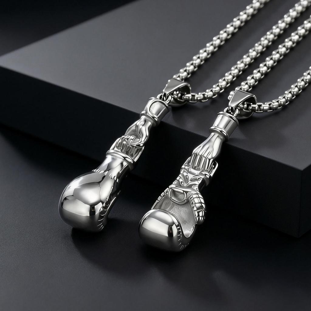Retro Hip Hop Boxing Gloves Pendant Fashion Stainless Steel Necklace for Men Fitness Sports Punk Jewelry Accessories Gifts